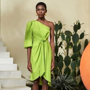Shein Lime Green Boho Wrap Knot A Line Dress Size Medium NWT